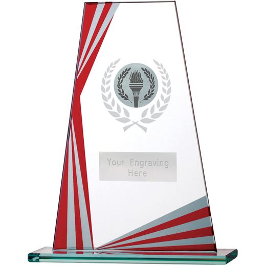 Peak Glass Plaque Award Silver & Red 16.5cm (6.5")