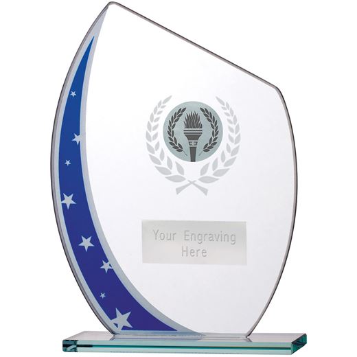 Rising Multi Star Glass Plaque Award Silver & Blue 16.5cm (6.5")