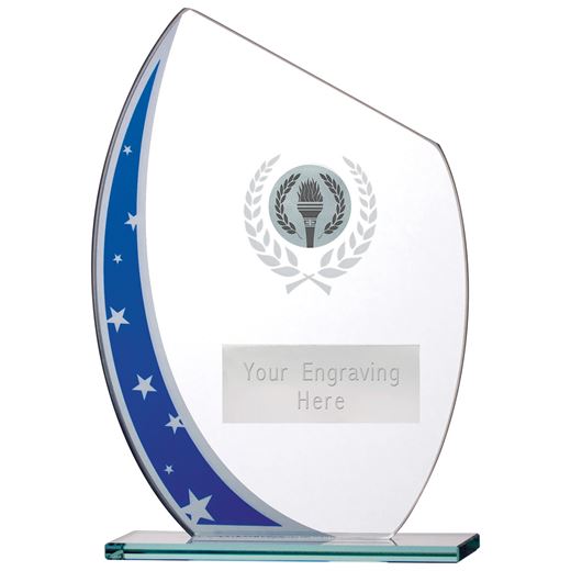Rising Multi Star Glass Plaque Award Silver & Blue 18.5cm (7.25")
