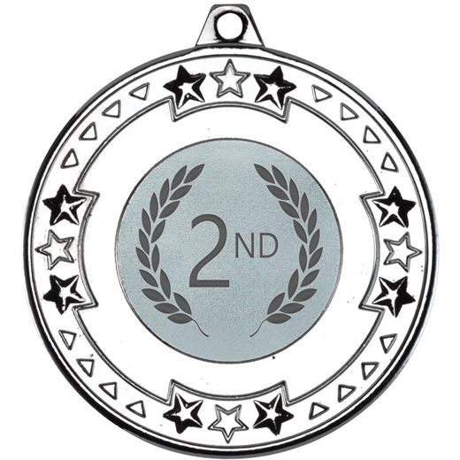 Silver Star & Pattern Medal with 1" Centre Disc 50mm (2")