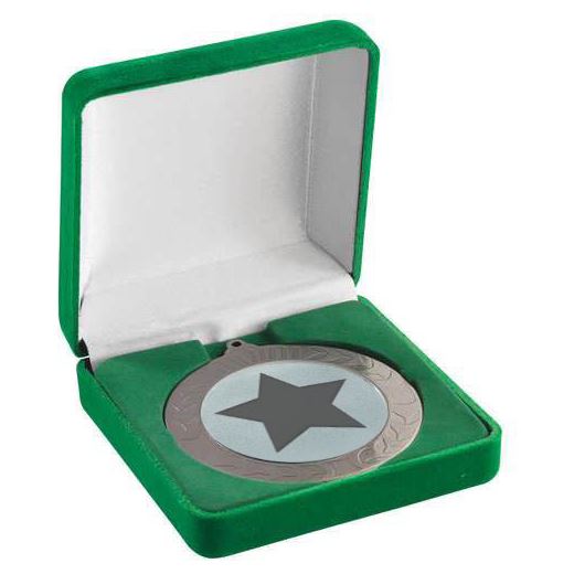 Deluxe Green Velvet Lined Medal Box 50, 60 or 70mm Recess