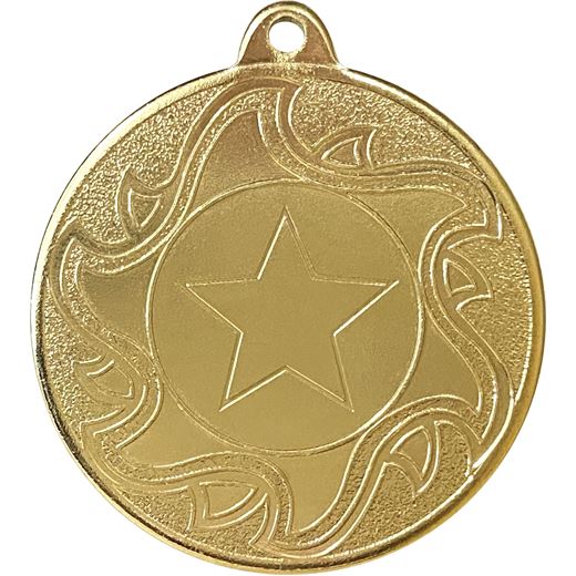 Gold Sunburst Star Patterned Medal 50mm (2")
