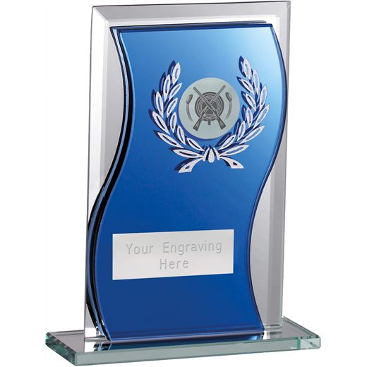 Clay Pigeon Shooting Glass Plaque Award Blue & Clear 15cm (6")