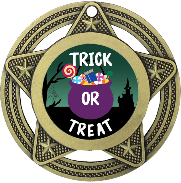 Trick Or Treat Medal by Infinity Stars Antique Gold 50mm (2