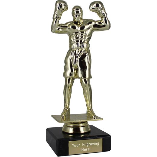 Gold Champion Boxing Trophy on a Marble Base 18cm (7")