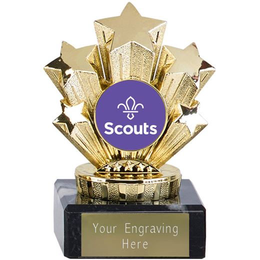 Gold Star Scouts Award On Marble Base 9.5cm (3.75")