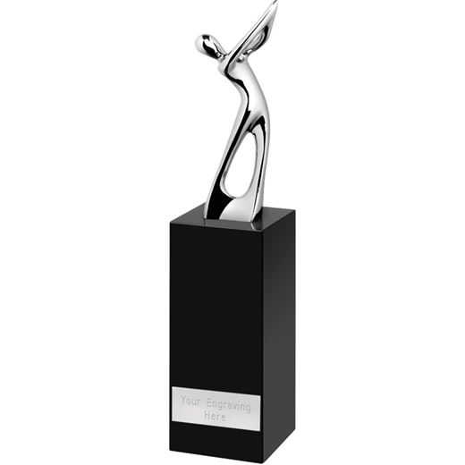 Black Optical Crystal Award with Metal Golfer 22cm (8.75")