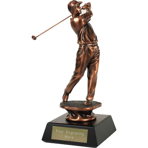 Bronze Plated Golfer Swinging Trophy 34.5cm (13.5")