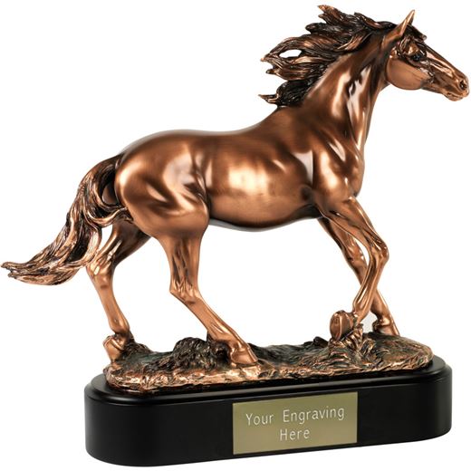 Bronze Plated Horse Stallion Trophy on Black Base 35.5cm (14")