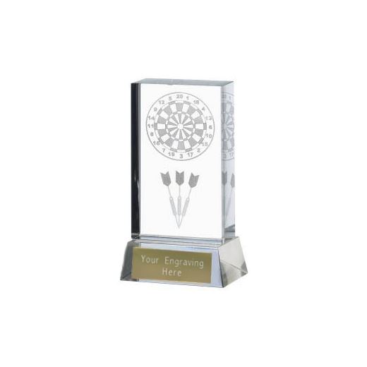Darts & Dartboard Glass Column Award 11cm (4.25")