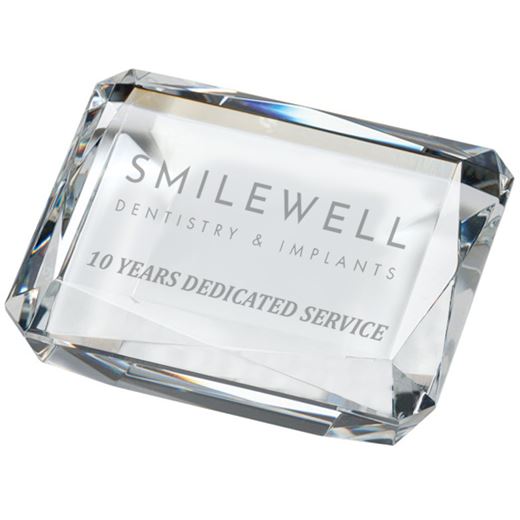 Optical Crystal Rectangle Paperweight 10cm (4")