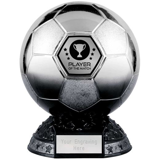 Player Of The Match Football Trophy Elite Heavyweight Silver & Black 18.5cm (7")