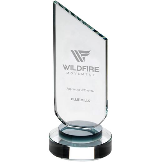 Clear Glass Plaque with Black Collar Award 19cm (7.5")