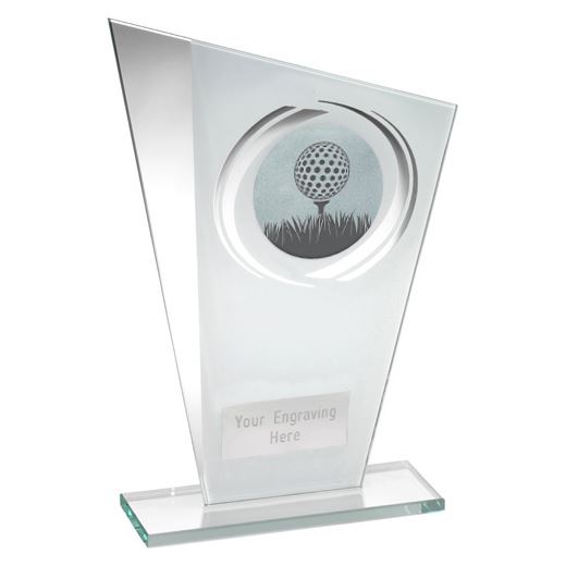 Golf Glass Plaque Award with Silver Detail 20.5cm (8")