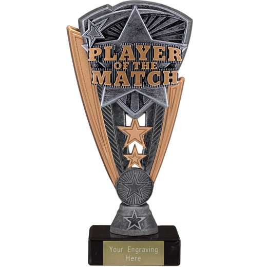 Utopia Player Of The Match Trophy on Marble Base Antique Silver 18.5cm (7.25")