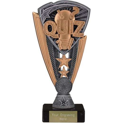 Utopia Quiz Trophy on Marble Base Antique Silver 18.5cm (7.25")