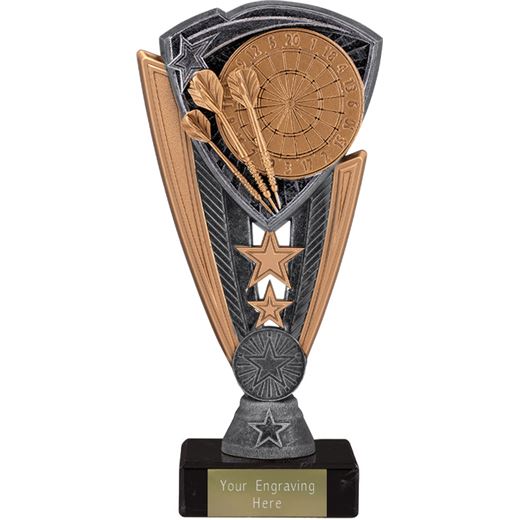 Utopia Darts Trophy on Marble Base Antique Silver 18.5cm (7.25")
