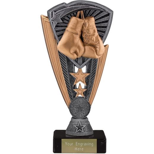 Utopia Boxing Trophy on Marble Base Antique Silver 18.5cm (7.25")