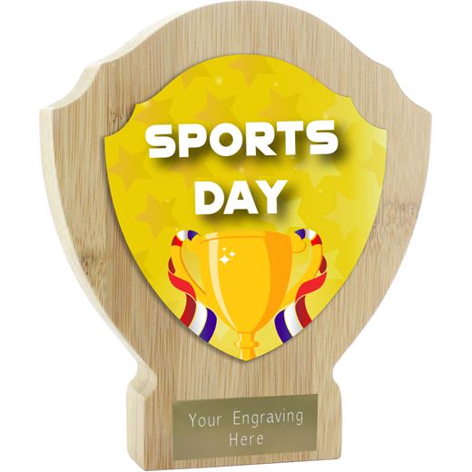 Bamboo Sports Day Trophy Shield Yellow 15cm (6")