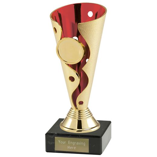 Carnival Trophy Cup On Marble Base Gold & Red 15cm (6")