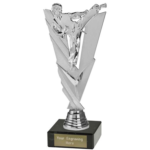 Valour Karate Trophy on Marble Base Silver 21cm (8.25")