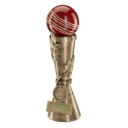 Column Cricket Trophy Antique Gold 17.5cm (7")