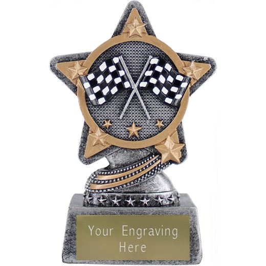 Motorsport Trophy by Infinity Stars Antique Silver 10cm (4")