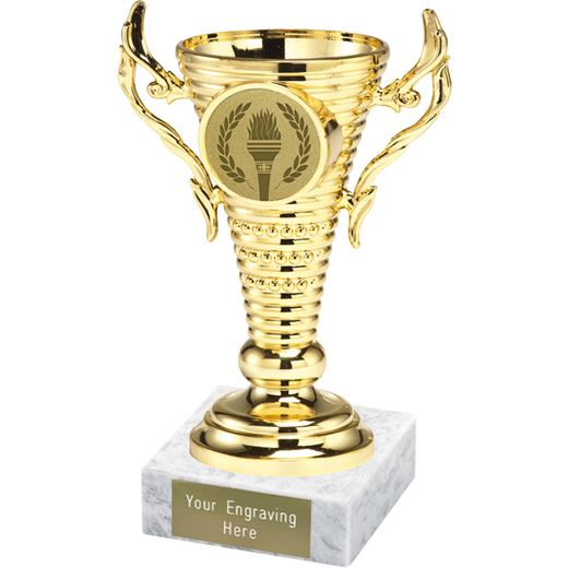 Gold Trophy Cup on White Marble Base 12.5cm (5")