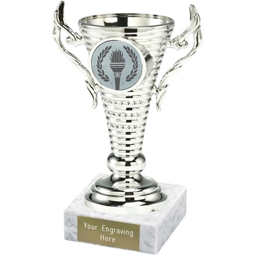 Silver Trophy Cup on White Marble Base 12.5cm (5")