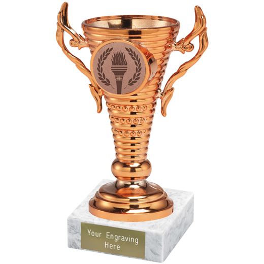 Bronze Trophy Cup on White Marble Base 12.5cm (5")