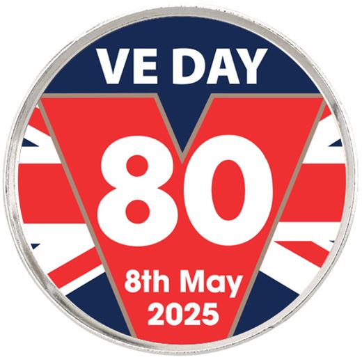 80th Anniversary VE Day Pin Badge 2.5cm (1")