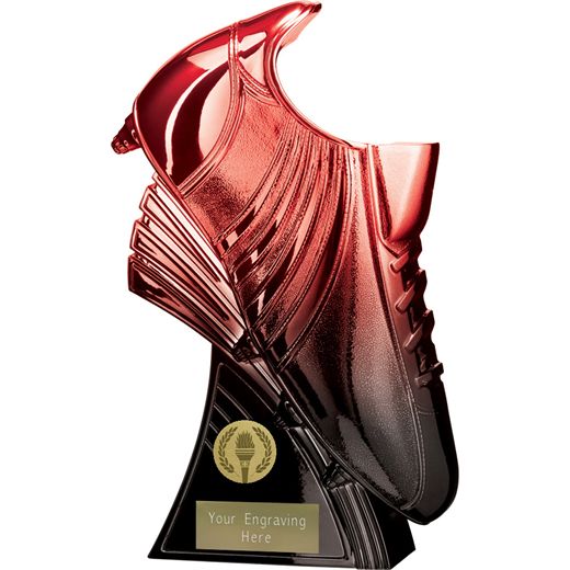 Power Boot Football Trophy Heavyweight Red & Black 20cm (8")