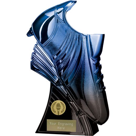 Power Boot Football Trophy Heavyweight Blue & Black 23cm (9")