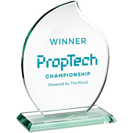 Jade Glass Teardrop Shaped Award 21.5cm (8.5")