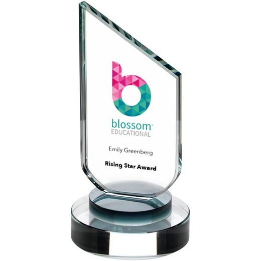 Clear Glass Plaque with Black Collar Award 16cm (6.25")