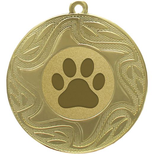 Sunburst Dogs Medal Gold 50mm (2")