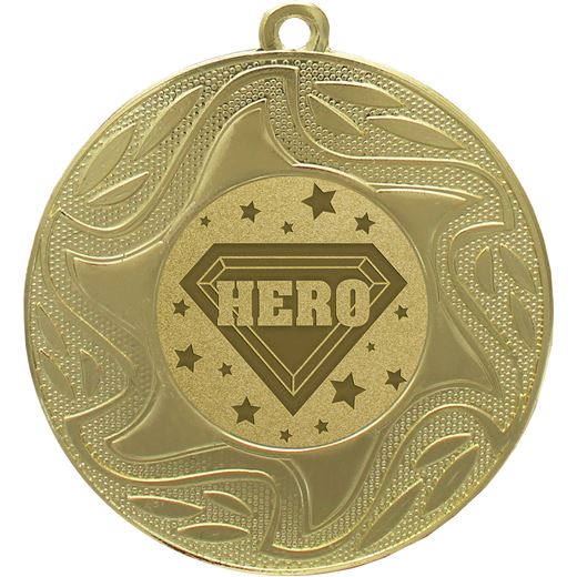 Sunburst Hero Medal Gold 50mm (2")