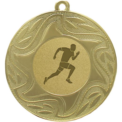 Sunburst Male Running Medal Gold 50mm (2")