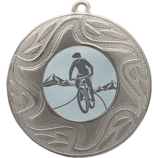 Sunburst Mountain Biking Medal Silver 50mm (2")