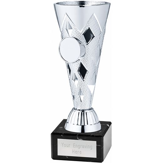 Diamond Patterned Cone Trophy Cup on Marble Base 17cm (6.5")