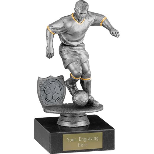 Male Footballer Trophy on Marble Base Antique Silver 15cm (6")