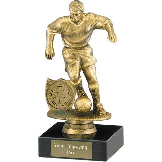 Male Footballer Trophy on Marble Base Antique Gold 15cm (6")