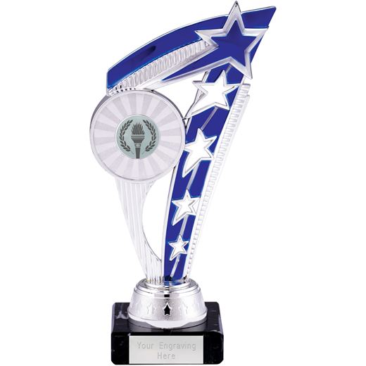 Multi Award Trophy on Marble Base Silver & Blue 20cm (8")