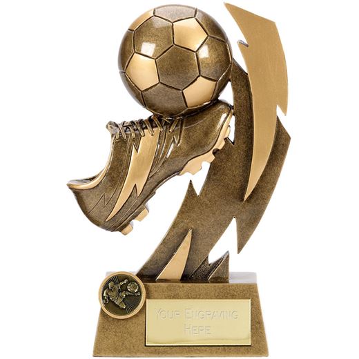 Gold Flash Ball & Boot Football Trophy 14.5cm (5.75")