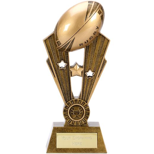 Resin Antique Gold Fame Rugby Trophy 19cm (7.5")