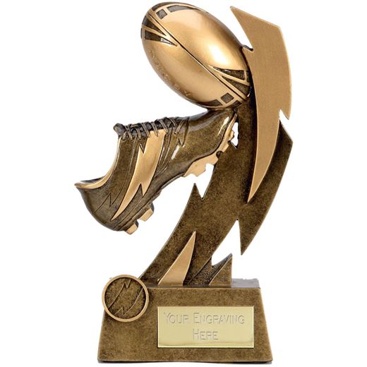 Gold Flash Ball & Boot Rugby Trophy 11.5cm (4.5")