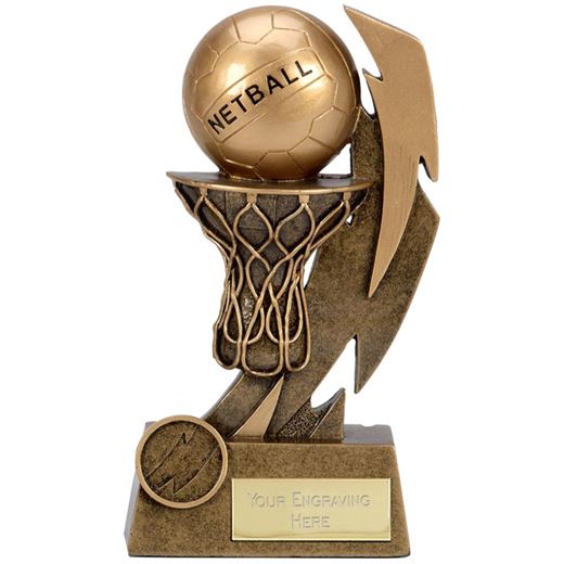 Gold Flash Net & Ball Netball Trophy 15cm (6")