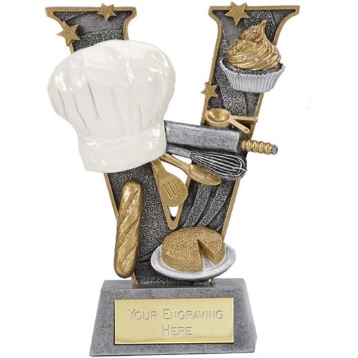 Silver Resin Victory Baking Chef Cooking Trophy 15cm (6")
