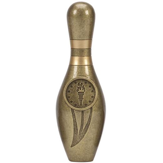 Gold Resin Ten Pin Skittle Bowling Trophy 14cm (5.5")