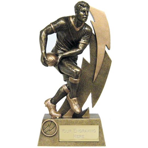 Antique Gold Resin Flash Rugby Player Trophy 14.5cm (5.75")